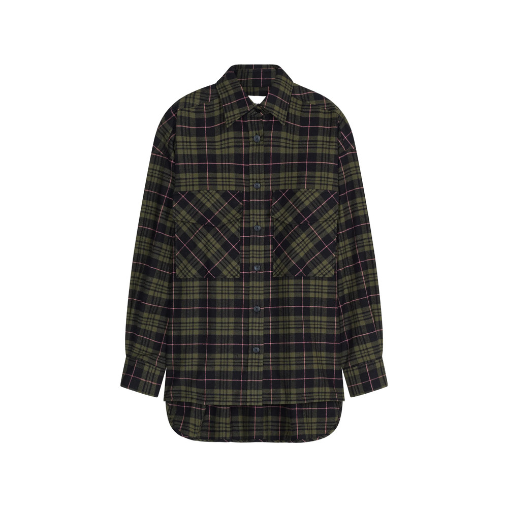 Closed Check-pattern Oversized Shirt