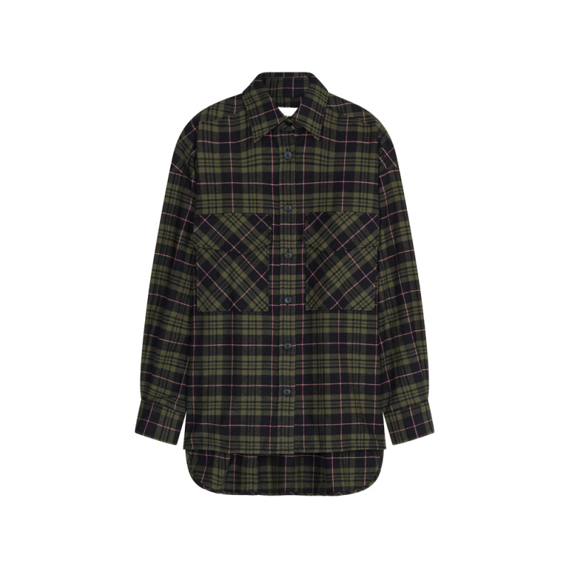 Closed Check-pattern Oversized Shirt