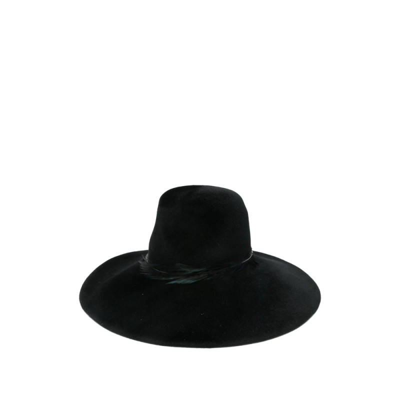 Yesey Feather-trimmed Wide-brim Hat