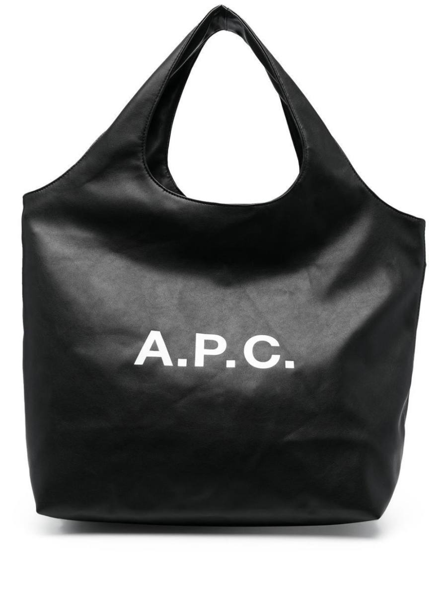 logo-print leather tote bag