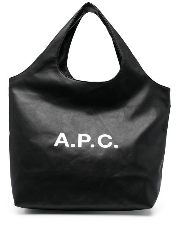 logo-print leather tote bag