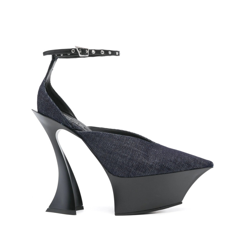 Mugler 140mm Denim Strappy Pumps