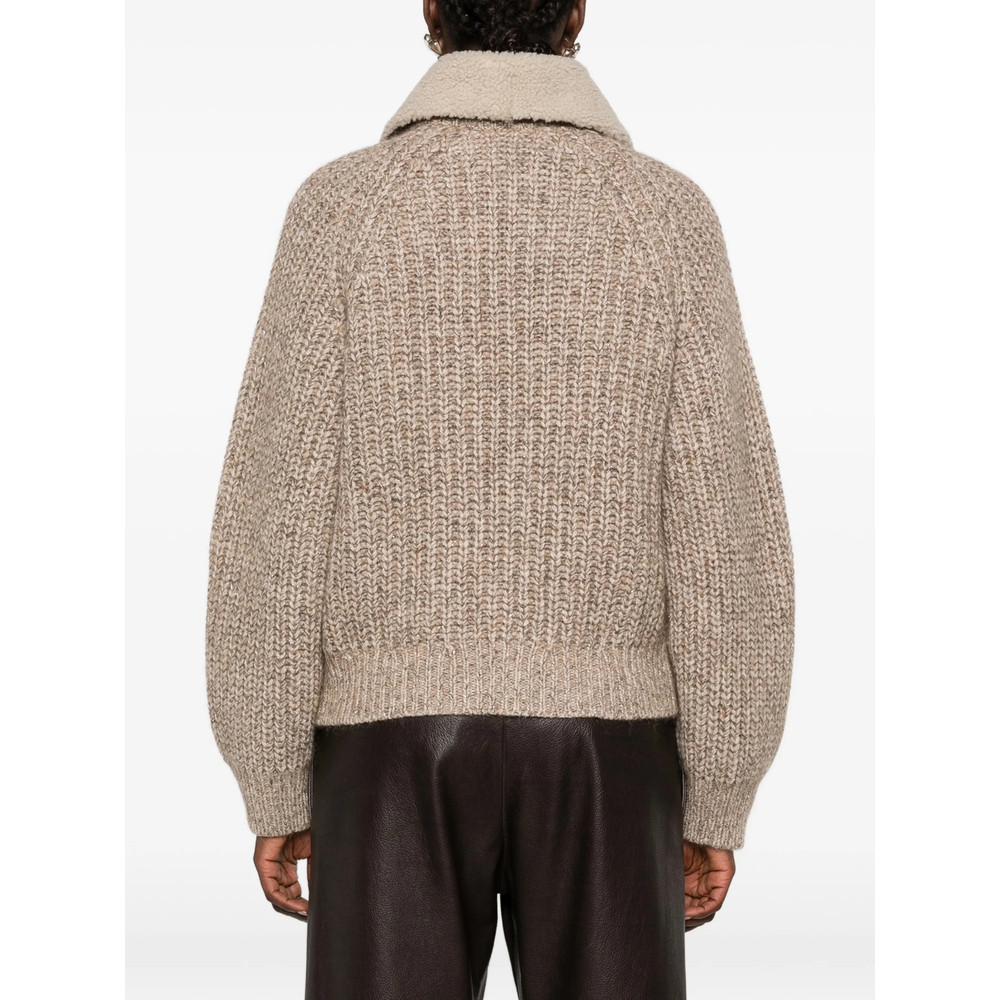 Brunello Cucinelli Shearling-collar Ribbed-knit Cardigan