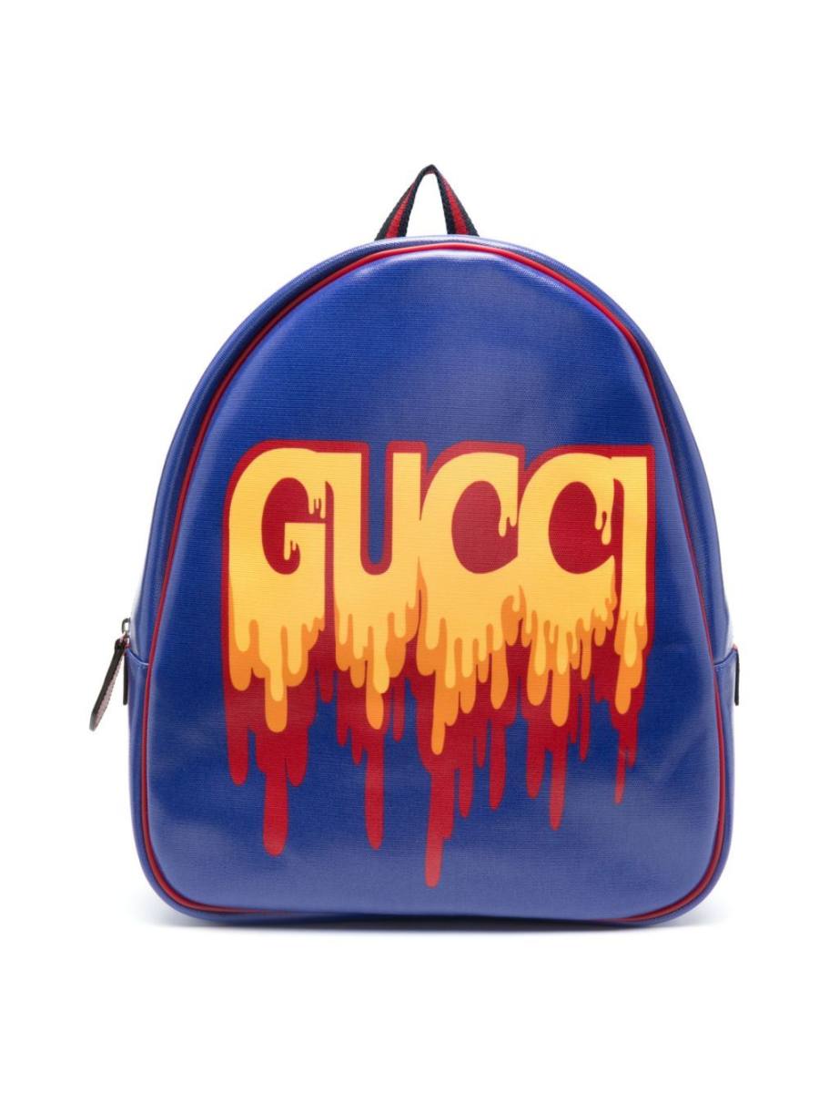 logo-print faux-leather backpack