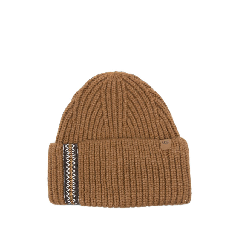 Ugg Ribbed-knit Embroidered-trim Beanie Hat