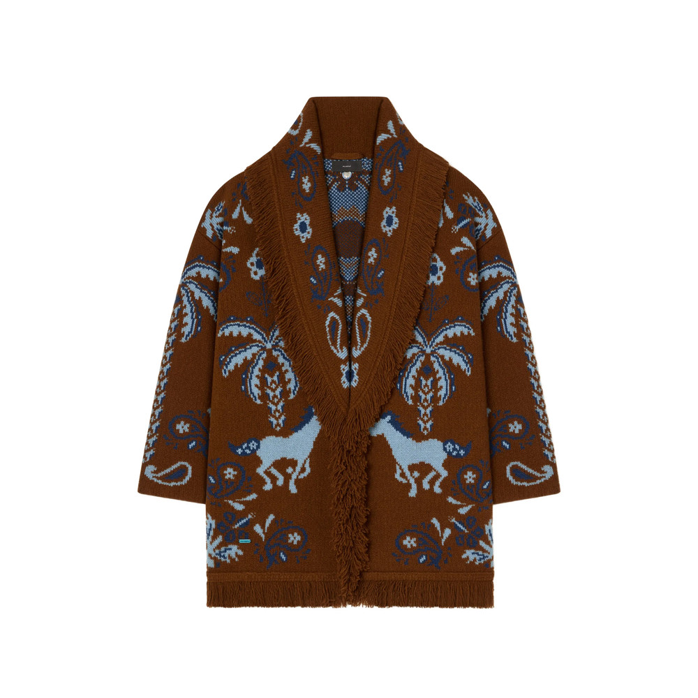 Alanui Fringe-trimmed Intarsia Cardigan