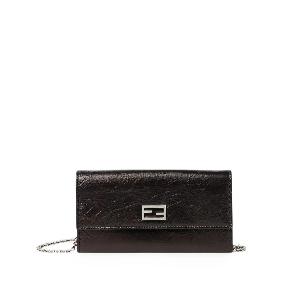 Fendi Black Leather Tube Wallet