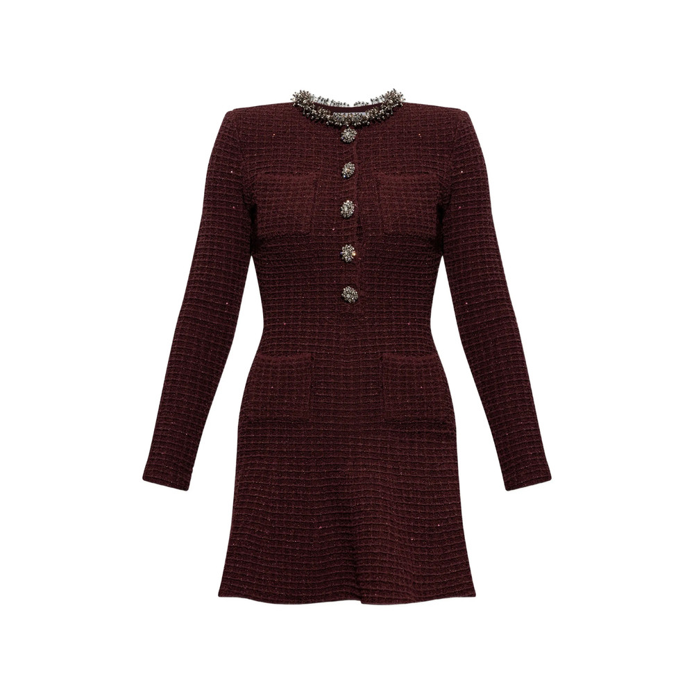 Self-portrait Tweed Dress With Shimmering Sequins