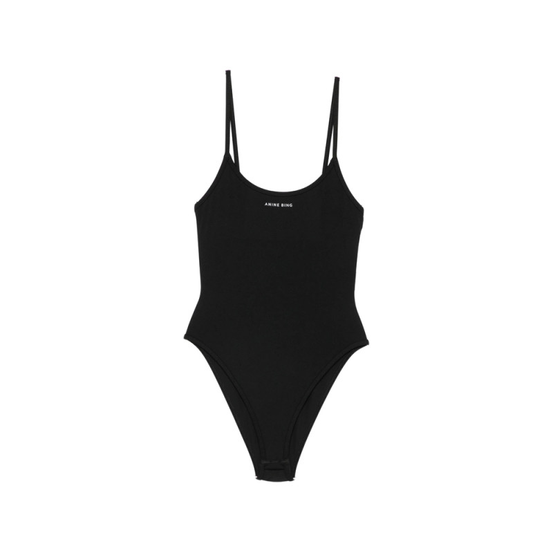 Anine Bing Barbara Logo-print Scoop-neck Bodysuit