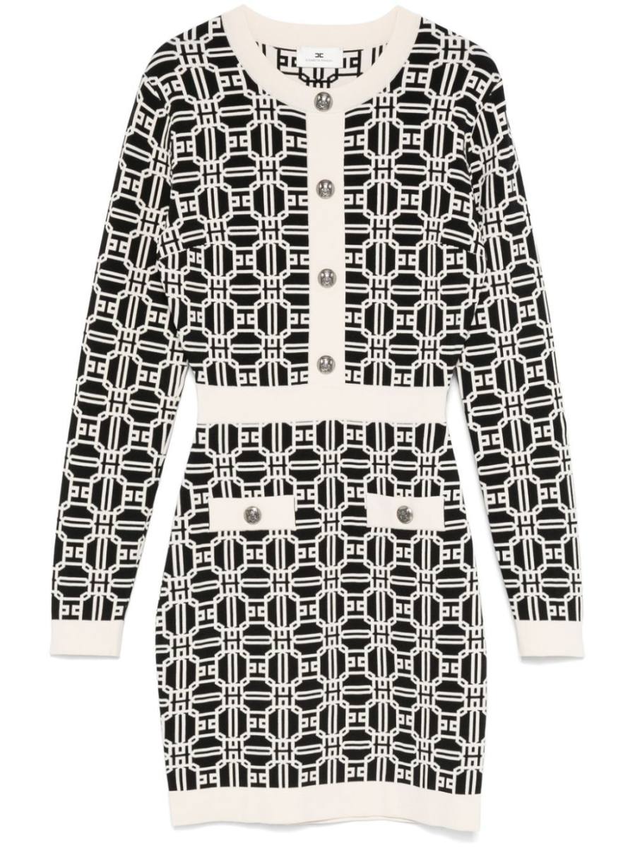 logo-jacquard mini dress