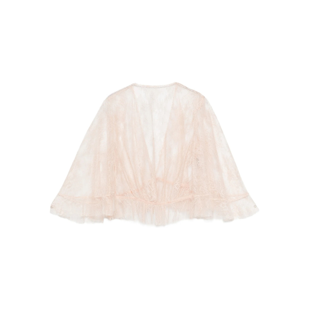 Alberta Ferretti Lace Ruffled Top
