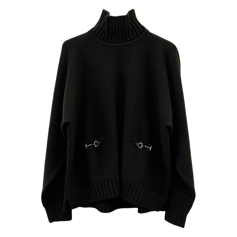 Gucci Horsebit Pocket Turtleneck Top