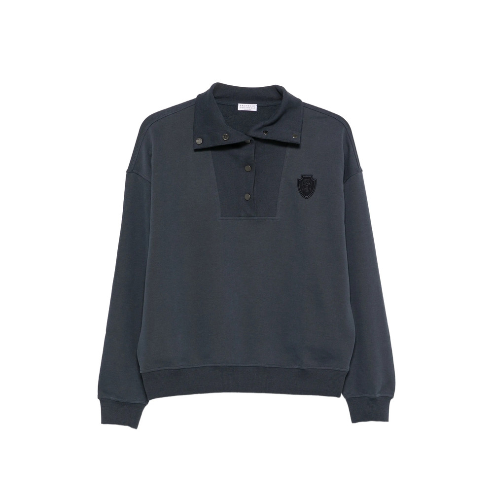 Brunello Cucinelli Logo-patch Half-button Sweatshirt