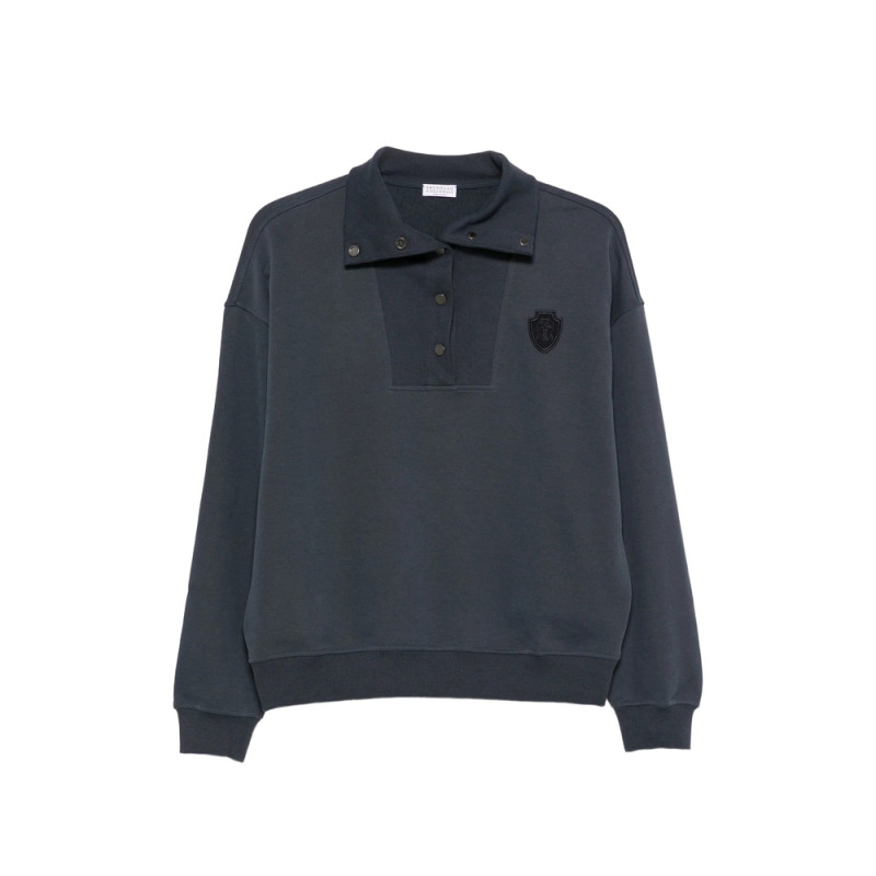 Brunello Cucinelli Logo-patch Half-button Sweatshirt