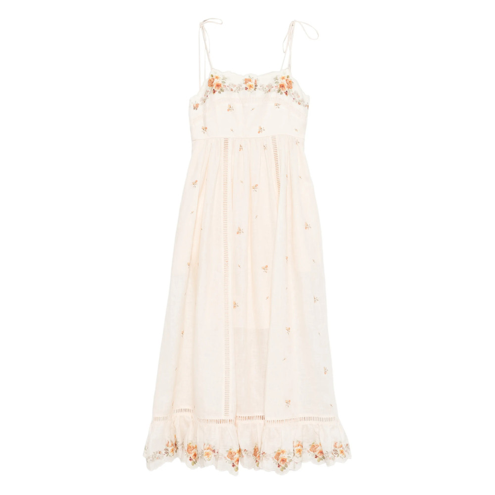 Zimmermann Patience Cami Floral Embroidered Midi Dress