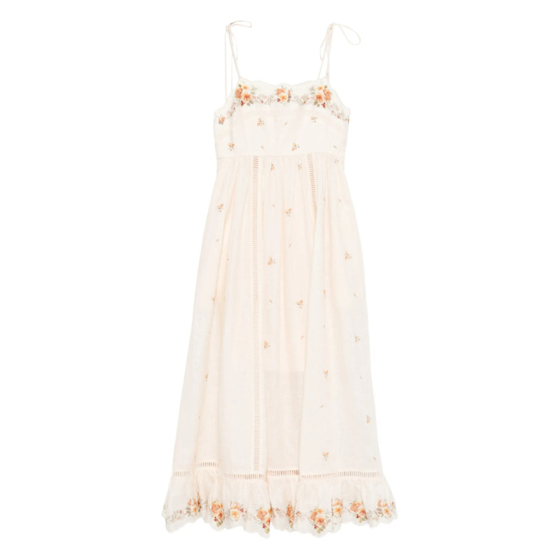 Zimmermann Patience Cami Floral Embroidered Midi Dress