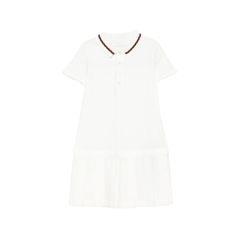 Gucci Striped-collar Pleated Dress