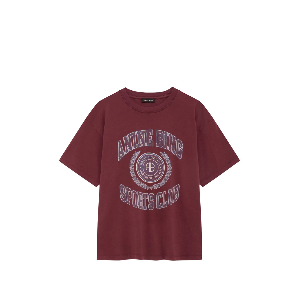 Anine Bing Cade Tee Collegiate - Burgundy