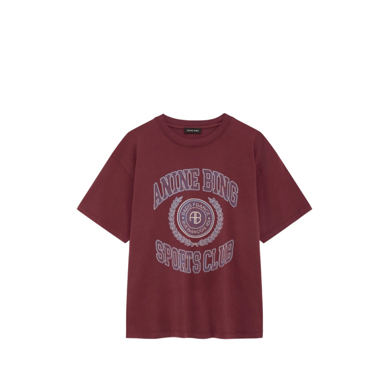 Anine Bing Cade Tee Collegiate - Burgundy
