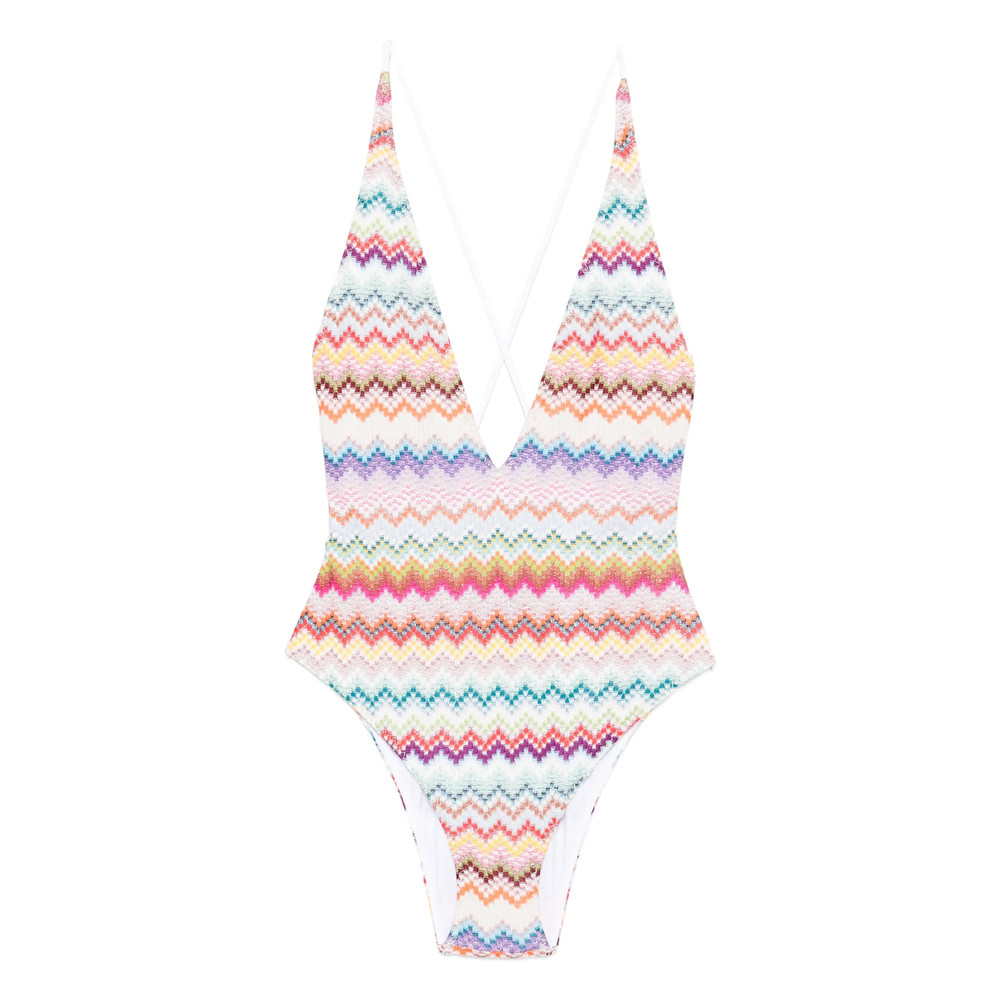 Missoni Zigzag-pattern Cross-back Swimsuit