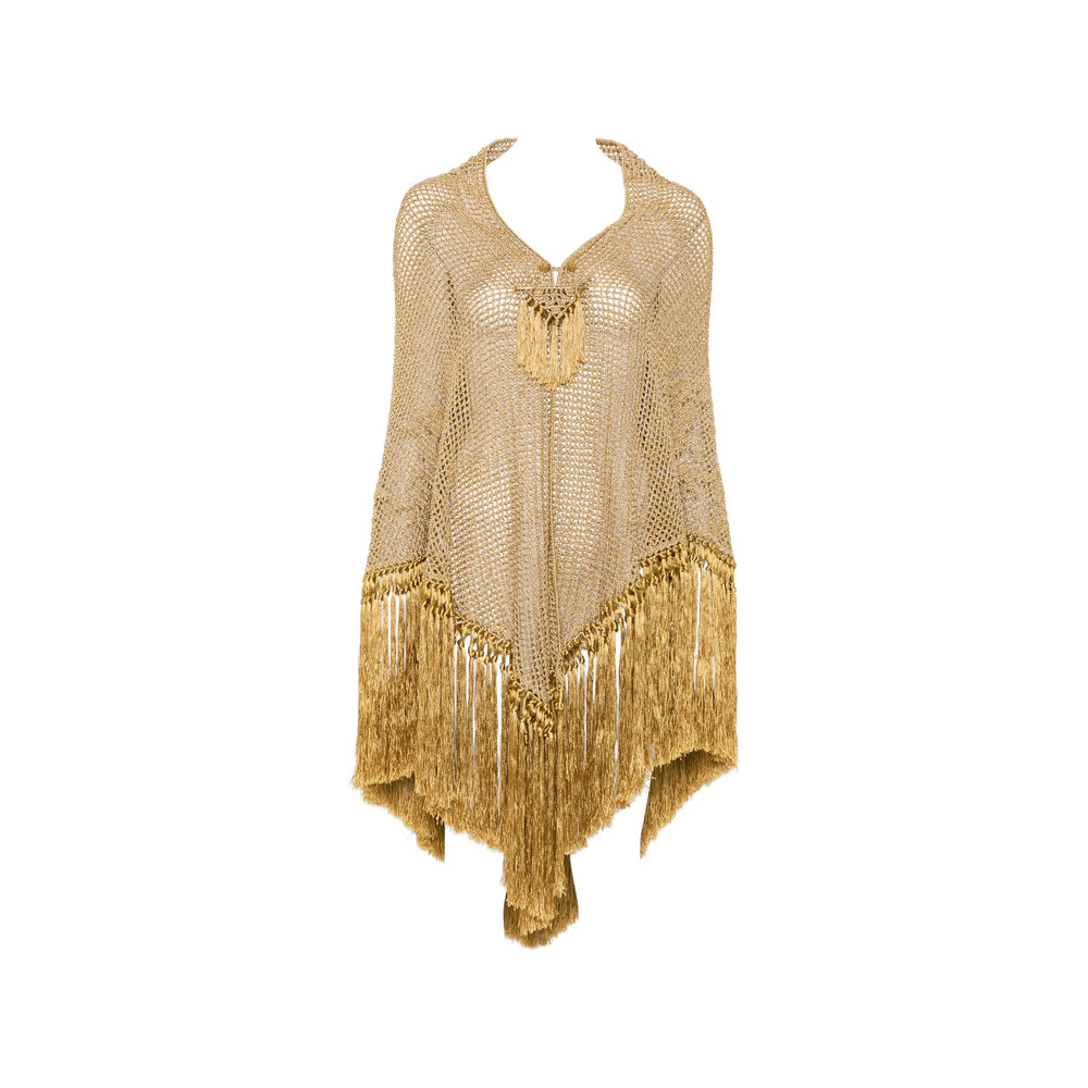 Chiara Is Scialle Mantella Rosa Fringed-trim Poncho