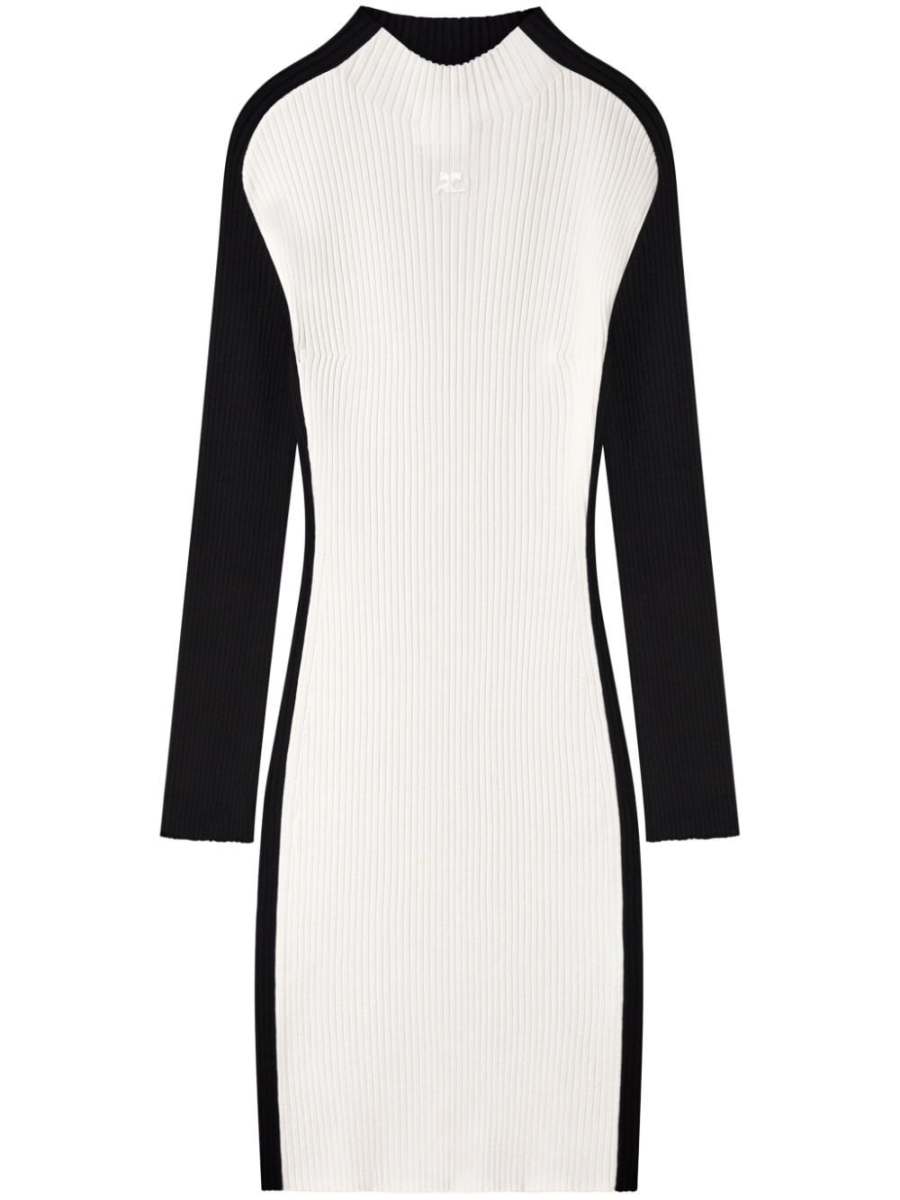contrast-frame ribbed-knit mini dress