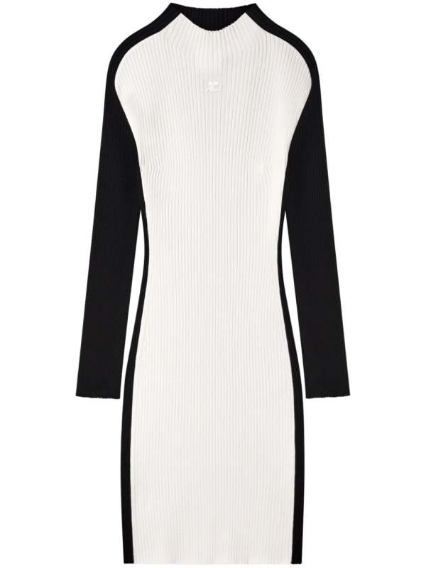 contrast-frame ribbed-knit mini dress