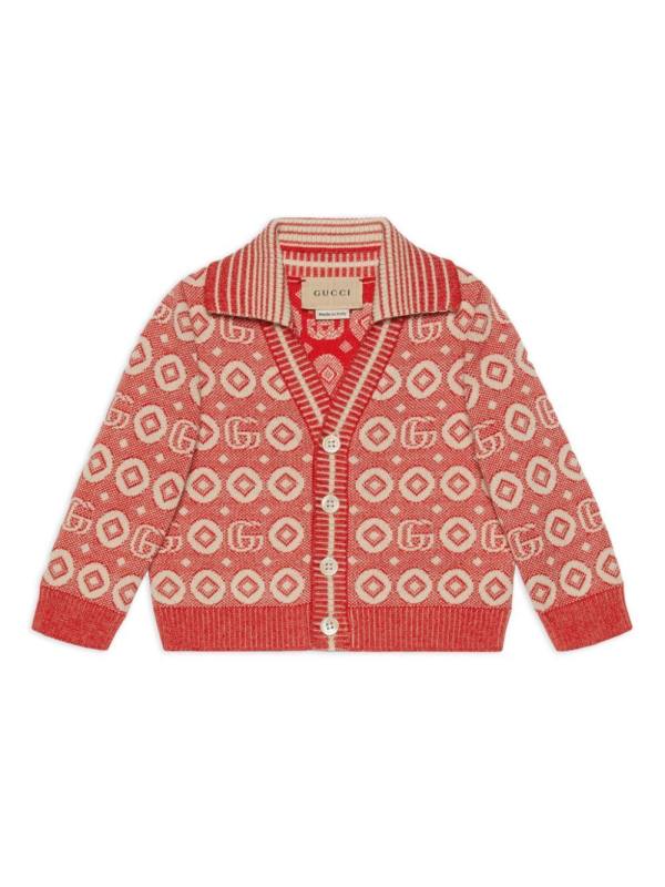 Double-G-pattern ribbed cardigan
