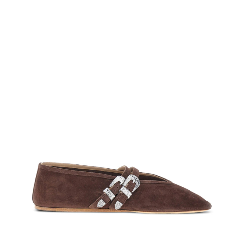 Le Monde Beryl Claudia Buckled Suede Ballet Flats