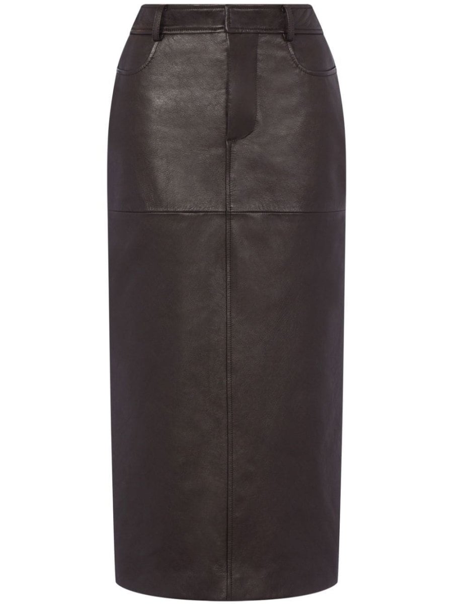 pencil leather midi skirt