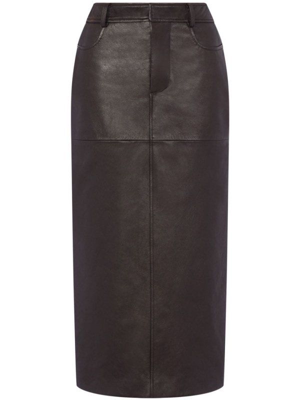 pencil leather midi skirt