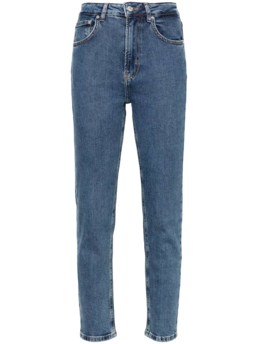 high-rise slim-cut jeans