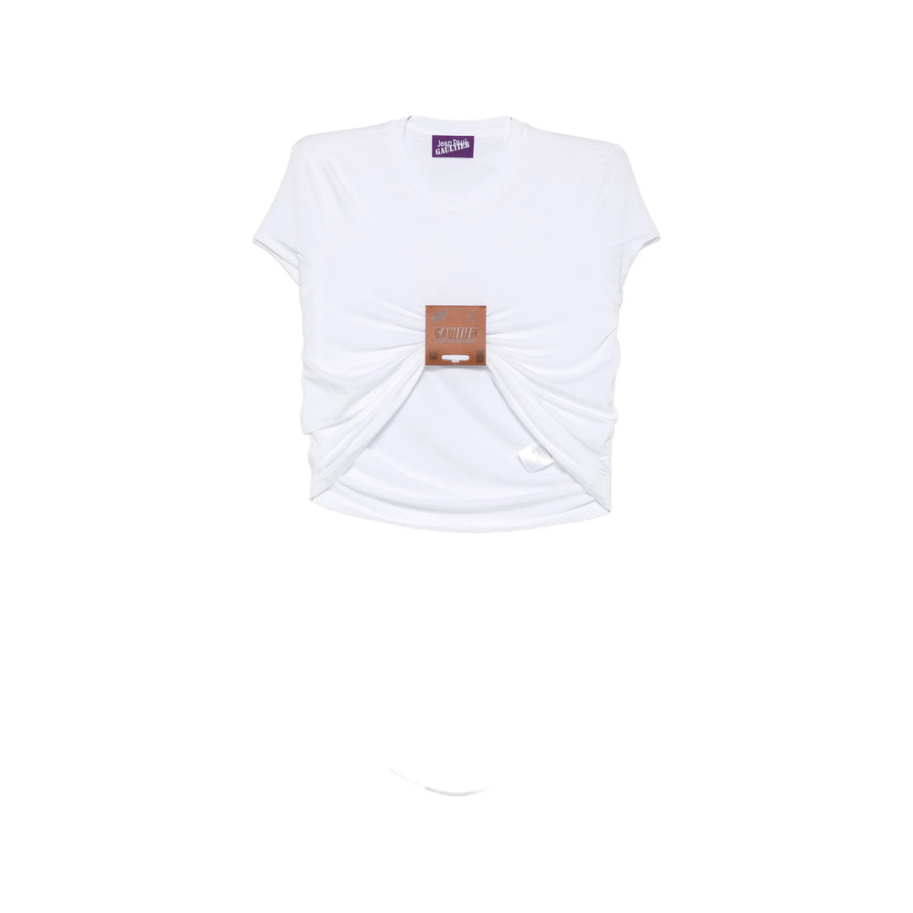 Jean Paul Gaultier Leather-tag Ruched T-shirt