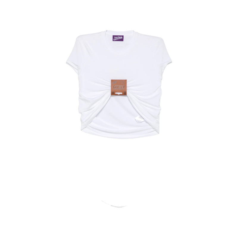 Jean Paul Gaultier Leather-tag Ruched T-shirt
