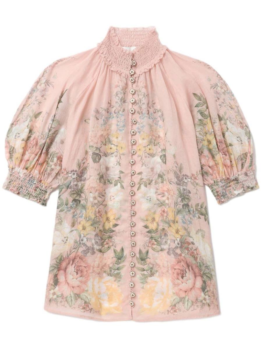 Waverly floral-print ramie blouse