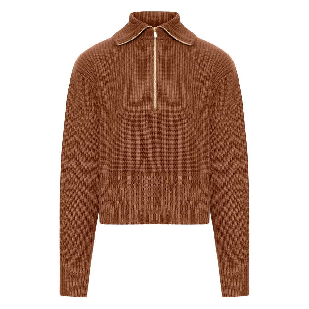 Max Mara Ribbed Wool Zip-neck Sweater