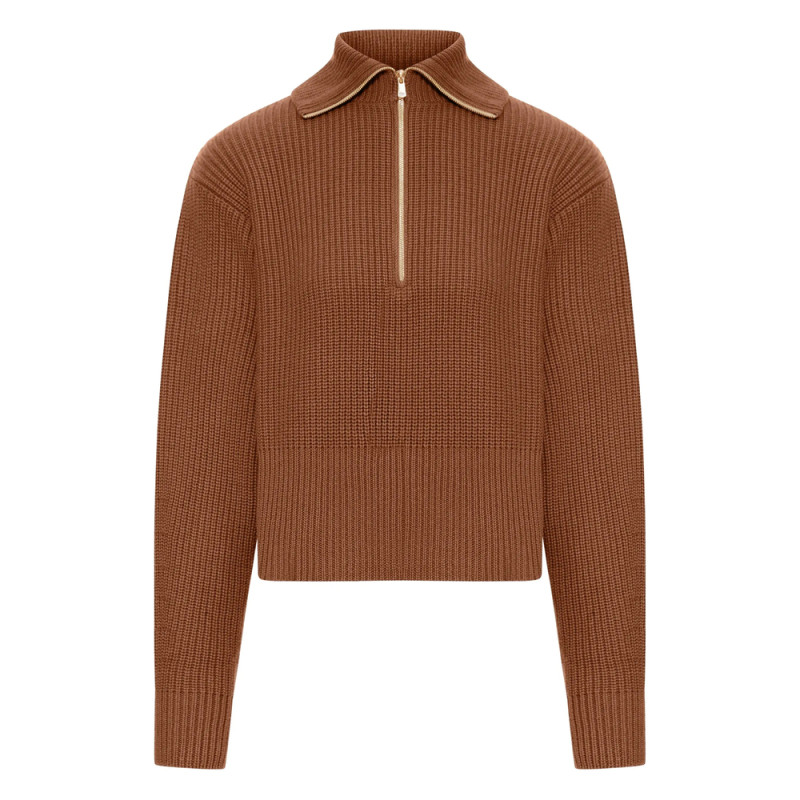 Max Mara Ribbed Wool Zip-neck Sweater
