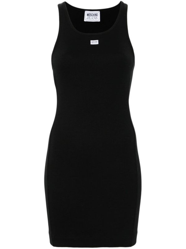 logo-patch fine-ribbed minidress