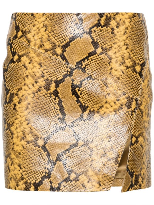 Blair snakeskin-print leather miniskirt