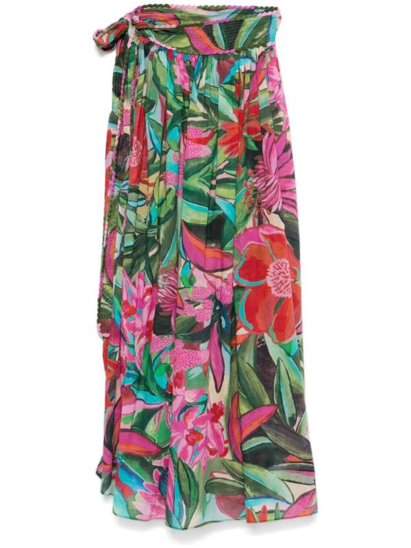 floral-print midi skirt
