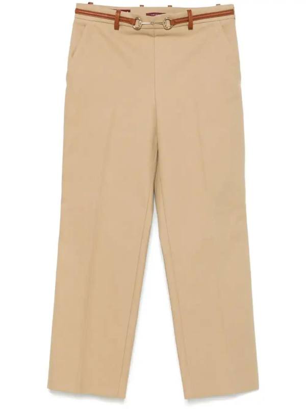 Horsebit-detail cotton trousers