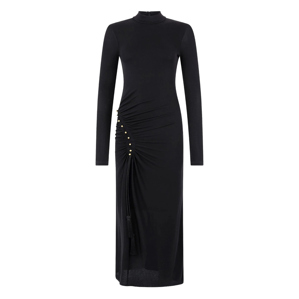 Roberto Cavalli Gathered-detail High-neck Midi Dress