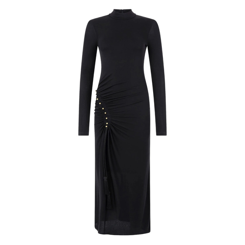Roberto Cavalli Gathered-detail High-neck Midi Dress