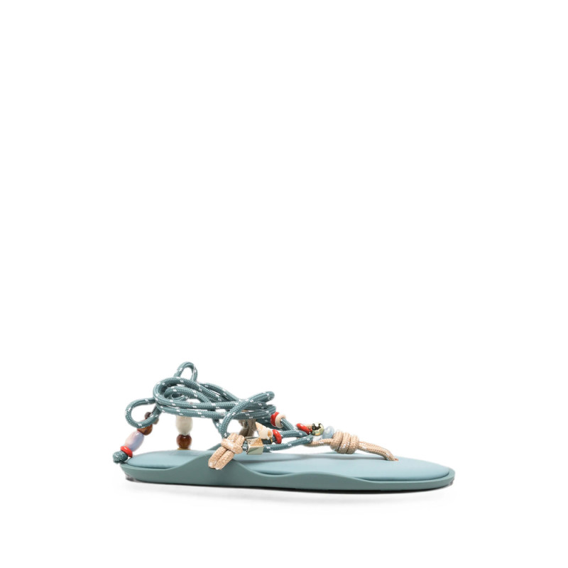 Flowze X Collanine Colorate Bead-embellished Flat Sandals