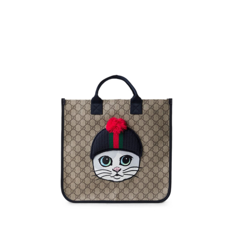 Gucci GG Supreme Cat-patch Tote Bag