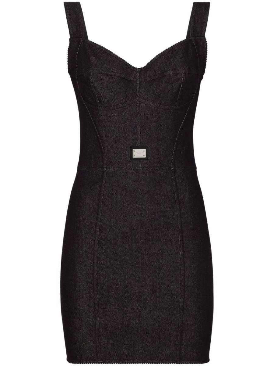 logo-plaque bustier dress
