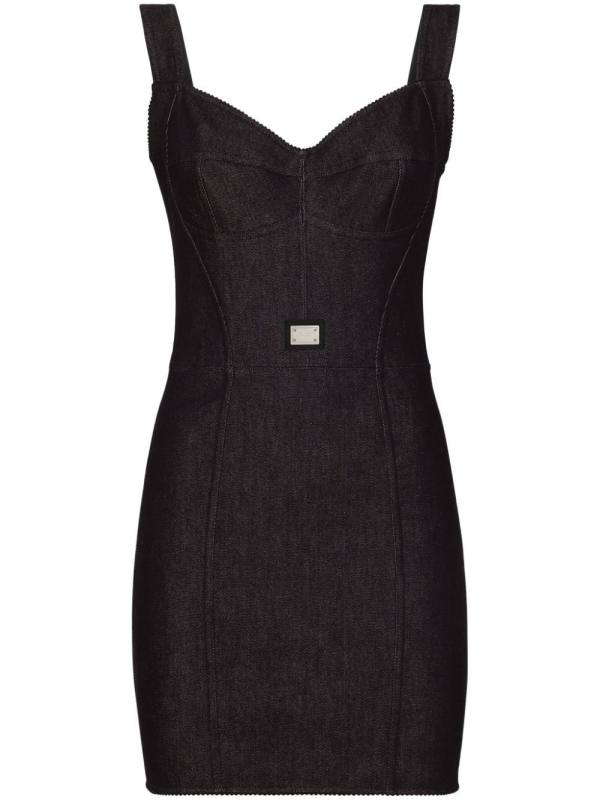 logo-plaque bustier dress