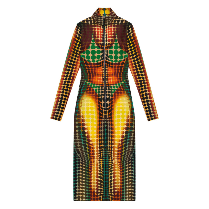 Jean Paul Gaultier High-neck Zip-up Midi Dress