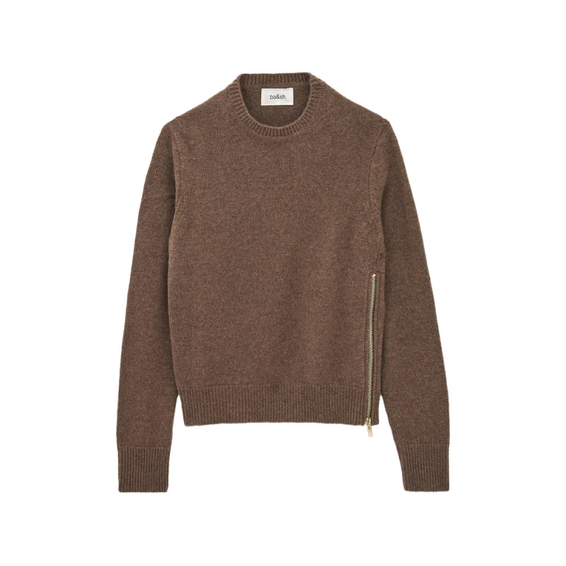 Ba & sh Zip-detail Ribbed-trim Sweater
