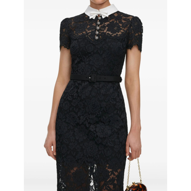 Self-portrait Black Lace Contrast Collar Midi Dress